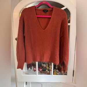 Ann Taylor Warm Rust V-Neck Sweater